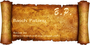 Basch Patony névjegykártya